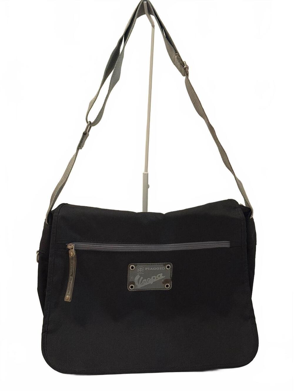 Vespa Piaggio black canvas messenger bag